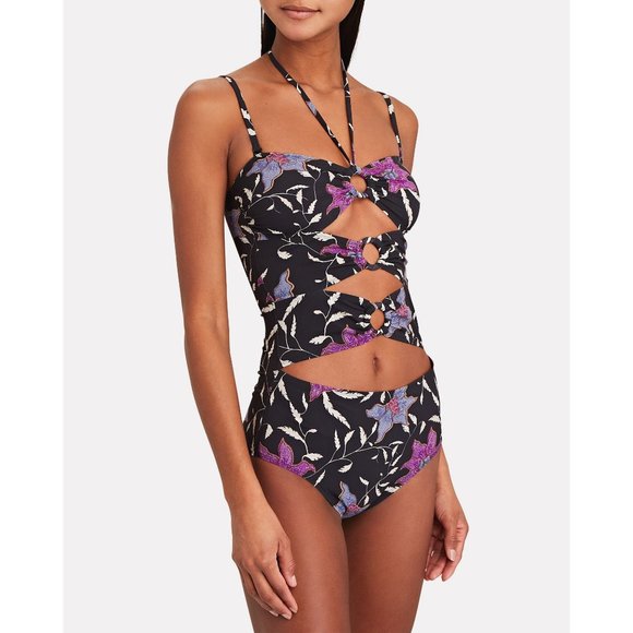 ISABEL MARANT ETOILE "STIZA" Printed One Piece Swimsuit Navy - Picture 2 of 6